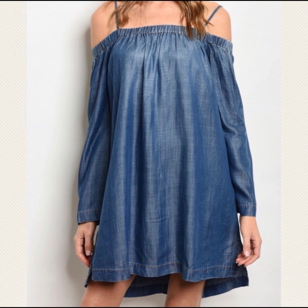 Denim Off-Shoulder Mini Dress